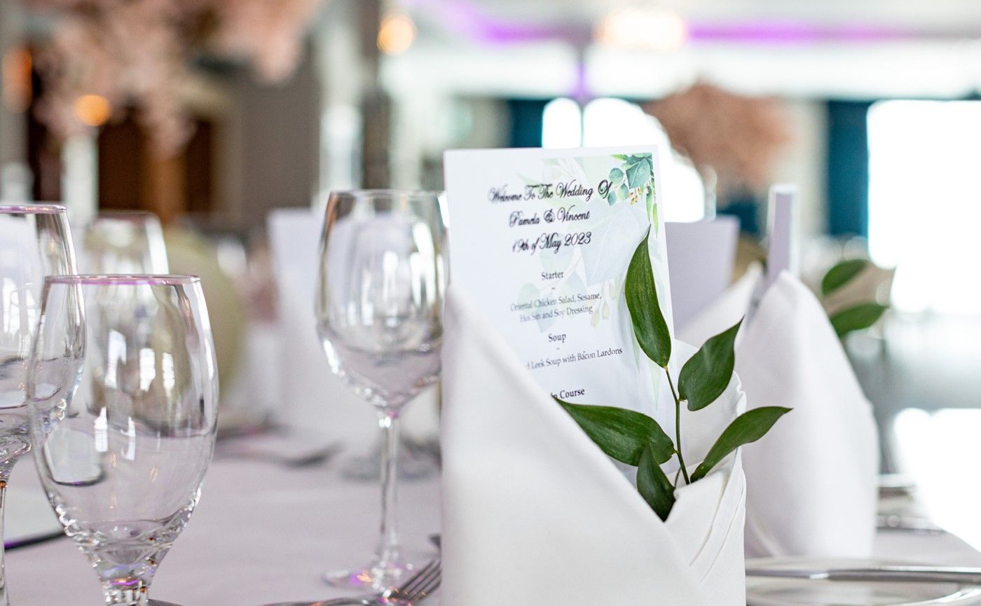 Wedding menu on table www.westgrovehotel.com_v3